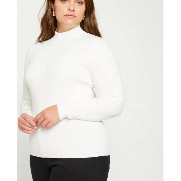 Universal Standard Mockneck Ribbed Sweater in Ivory / Cream Size XS (10-12) BNWT - Picture 1 of 7